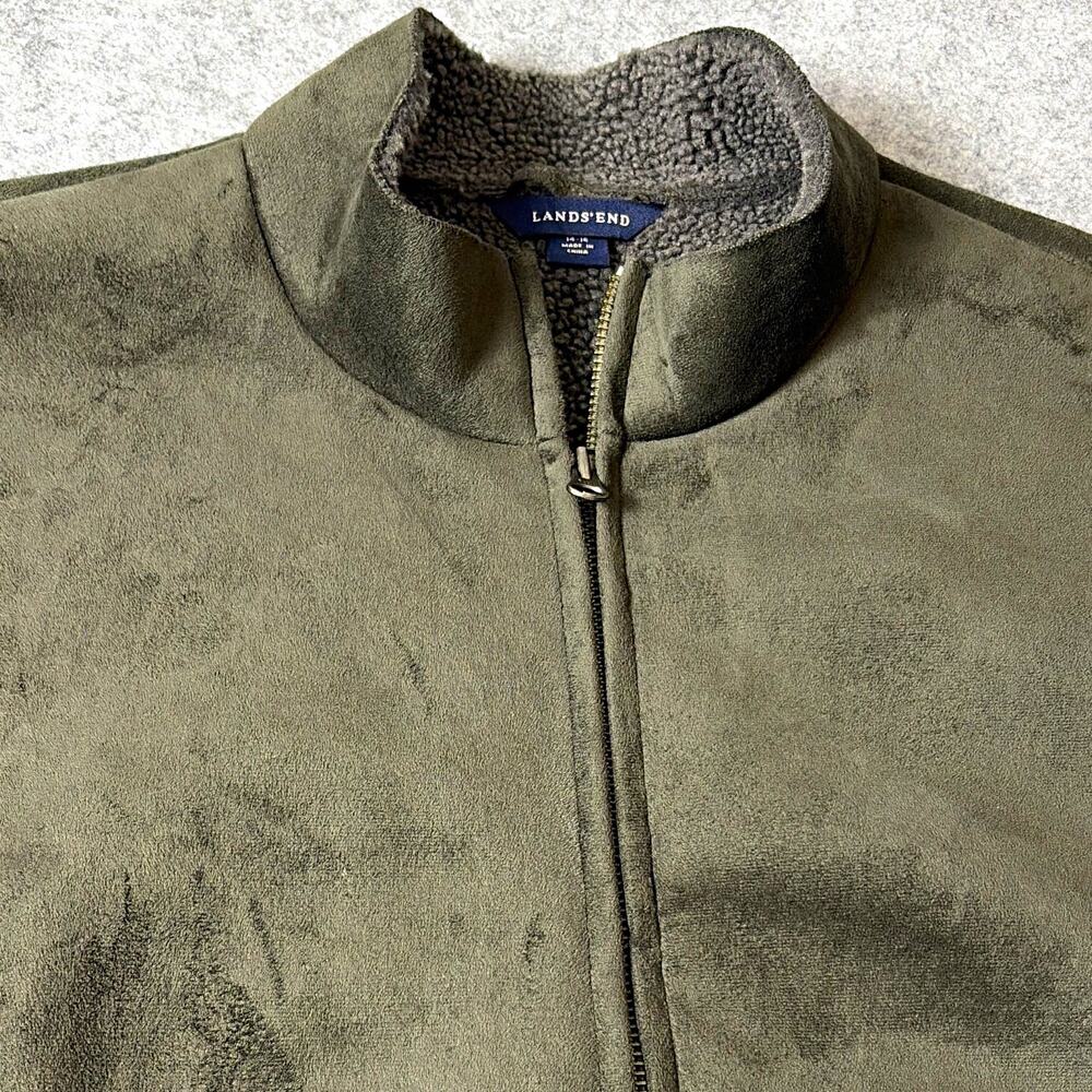 Lands' End Men's Green Full Zip Vest Stand-Up Collar L 38" Chest